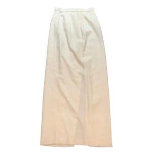 High Waisted White Floor Length Skirt with Split